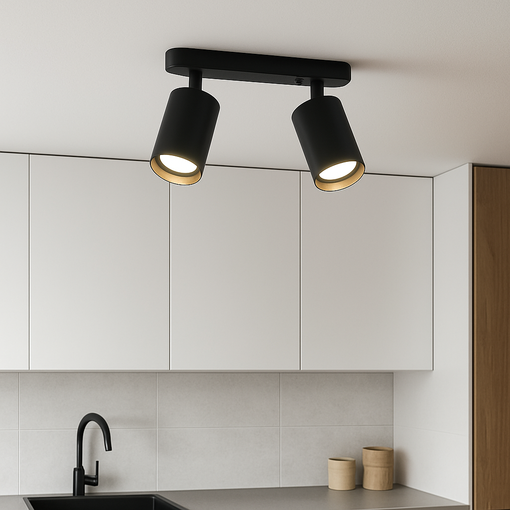 Faretto da soffitto regolabile a doppia testa