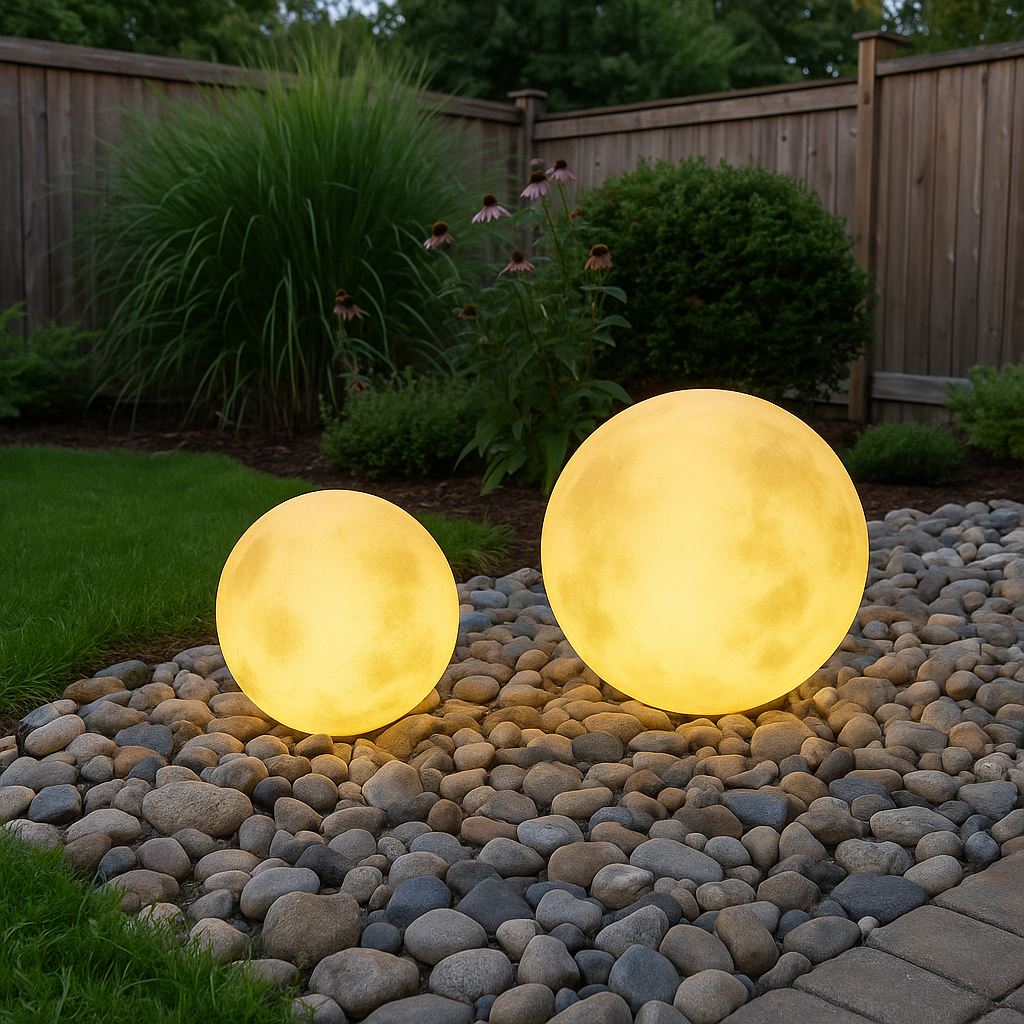 Eroa | Lampada da Giardino Decorativa a Sfera Luna con Luce LED Calda per Uso in Viali, Giardini e Balconi