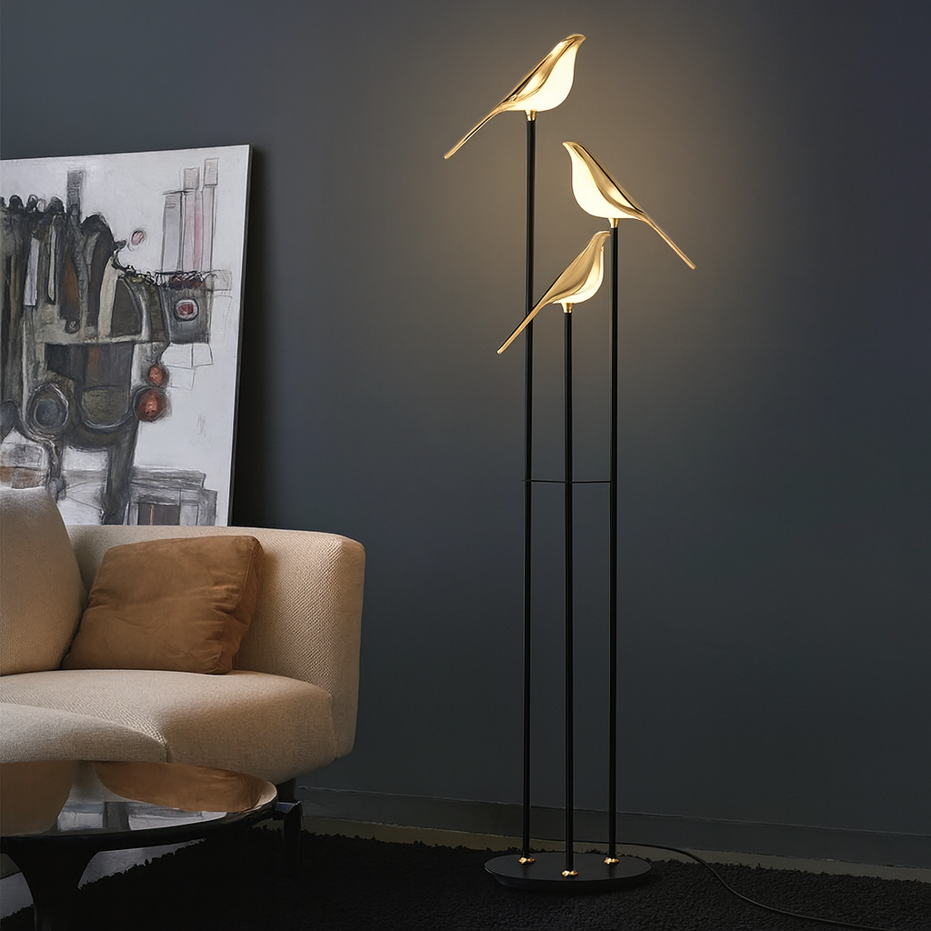 Lampada da Terra Scultorea a Forma di Uccello