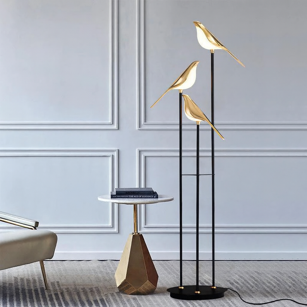 Lampada da Terra Scultorea a Forma di Uccello