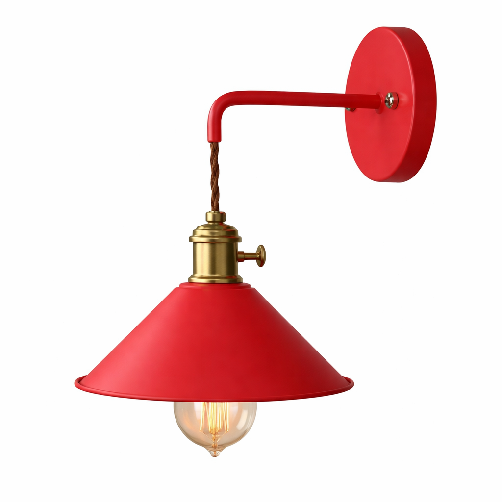 RetroGlow – Lampada da Parete Vintage in Metallo con Design Classico a Forma Conica
