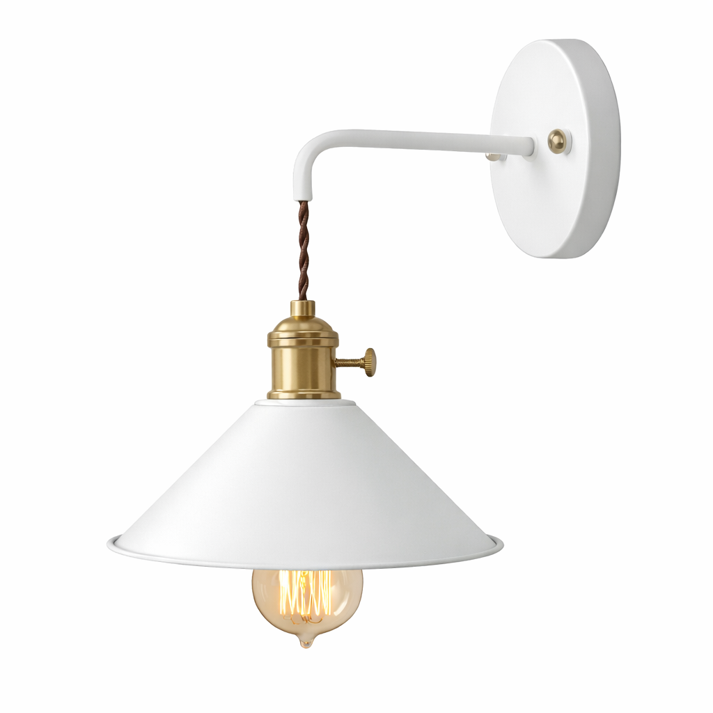 RetroGlow – Lampada da Parete Vintage in Metallo con Design Classico a Forma Conica