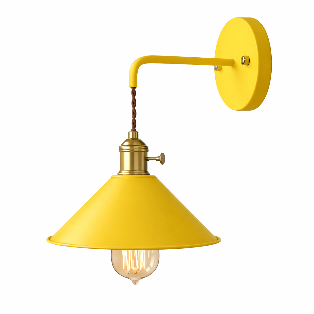 RetroGlow – Lampada da Parete Vintage in Metallo con Design Classico a Forma Conica