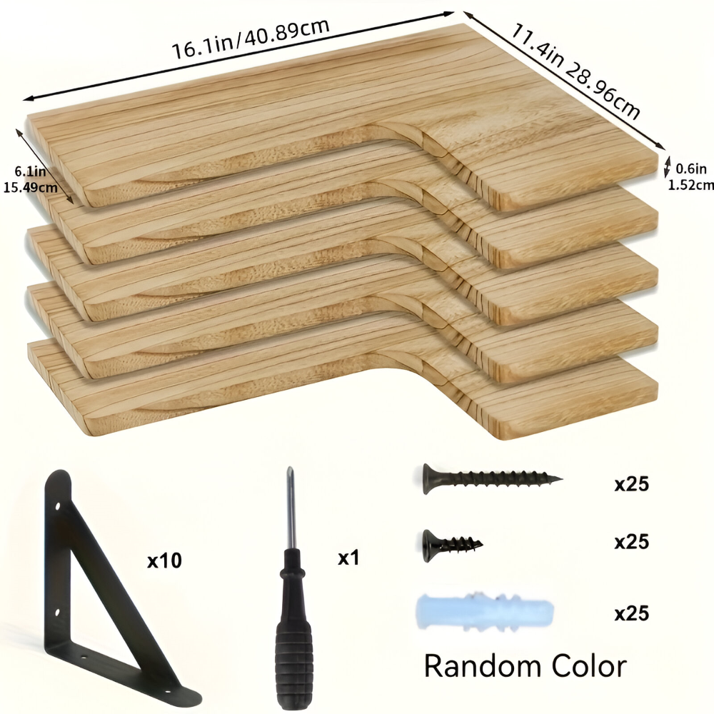 Set BohoCorner – Mensole Angolari Rustiche in 3/5 Pezzi per Arredamento Bohemien