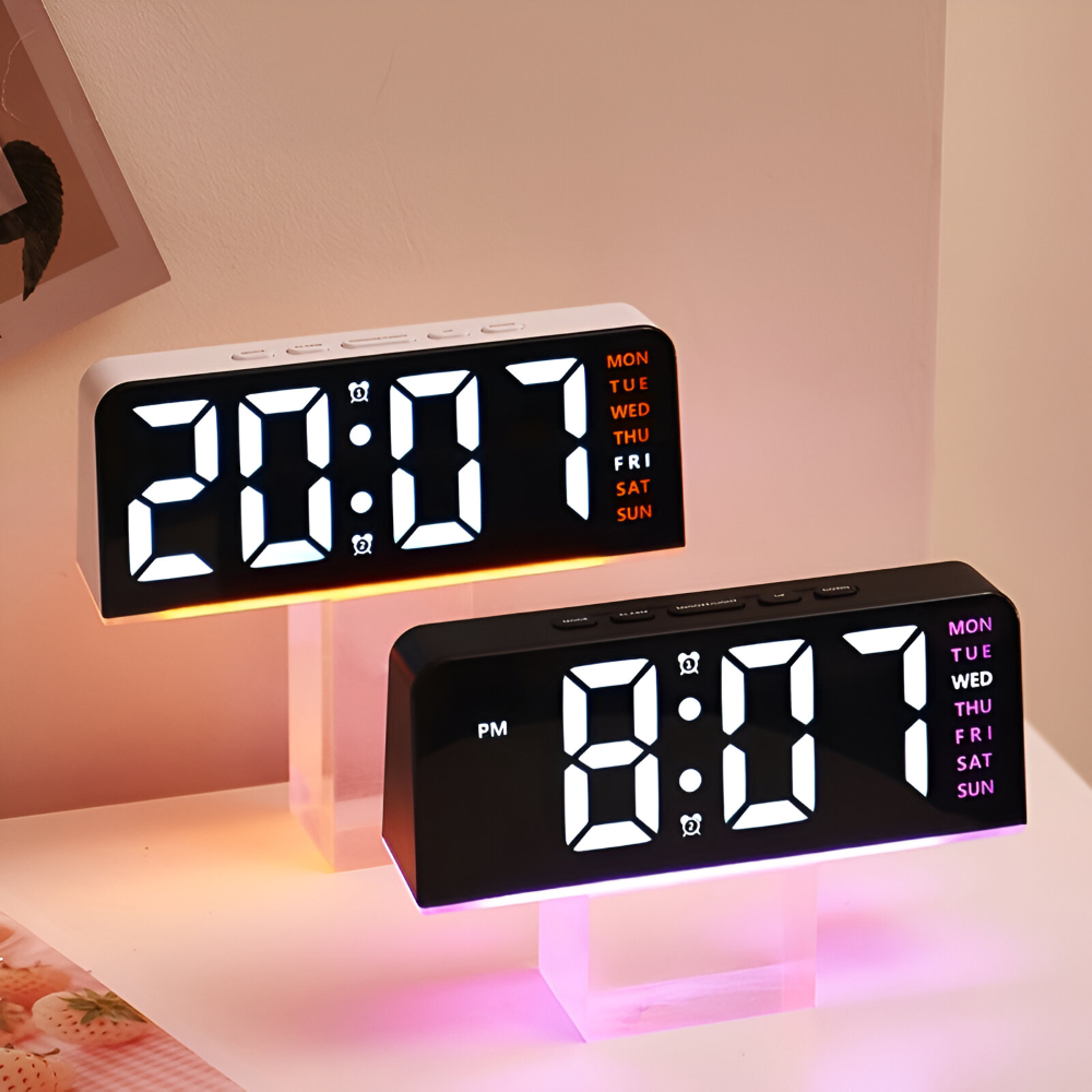 LumiRipple – Orologio Sveglia LED Moderno e Silenzioso in Design Irregolare