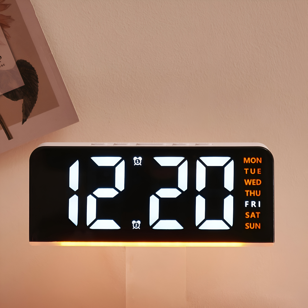 LumiRipple – Orologio Sveglia LED Moderno e Silenzioso in Design Irregolare