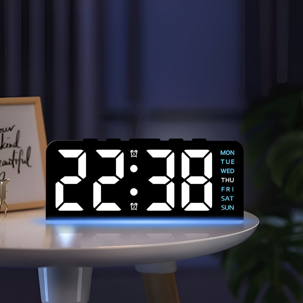 LumiRipple – Orologio Sveglia LED Moderno e Silenzioso in Design Irregolare