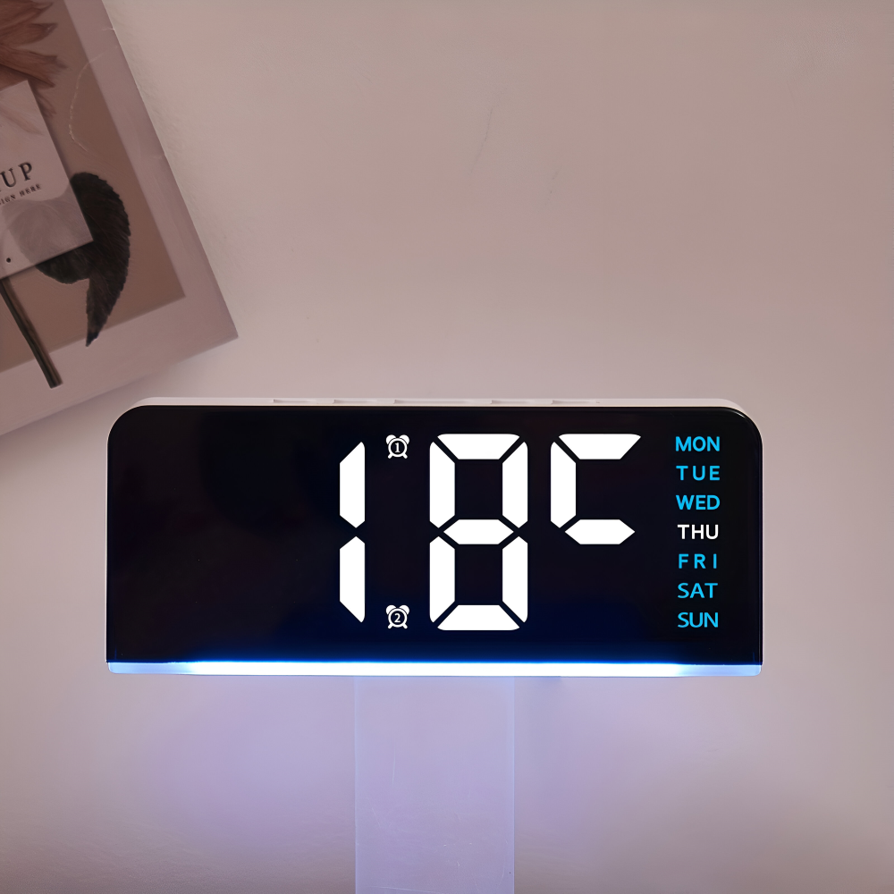 LumiRipple – Orologio Sveglia LED Moderno e Silenzioso in Design Irregolare