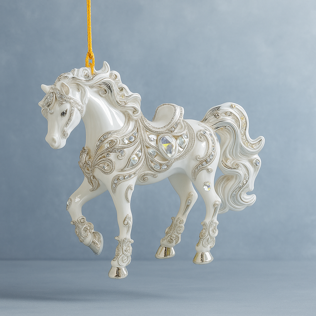 Decorazione Natalizia Cavallo Acrilico Strass Appeso