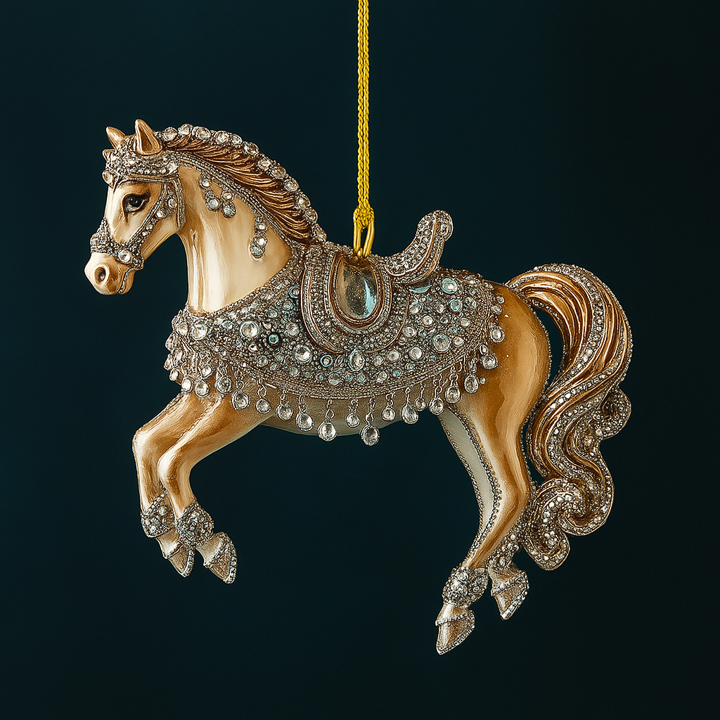Decorazione Natalizia Cavallo Acrilico Strass Appeso