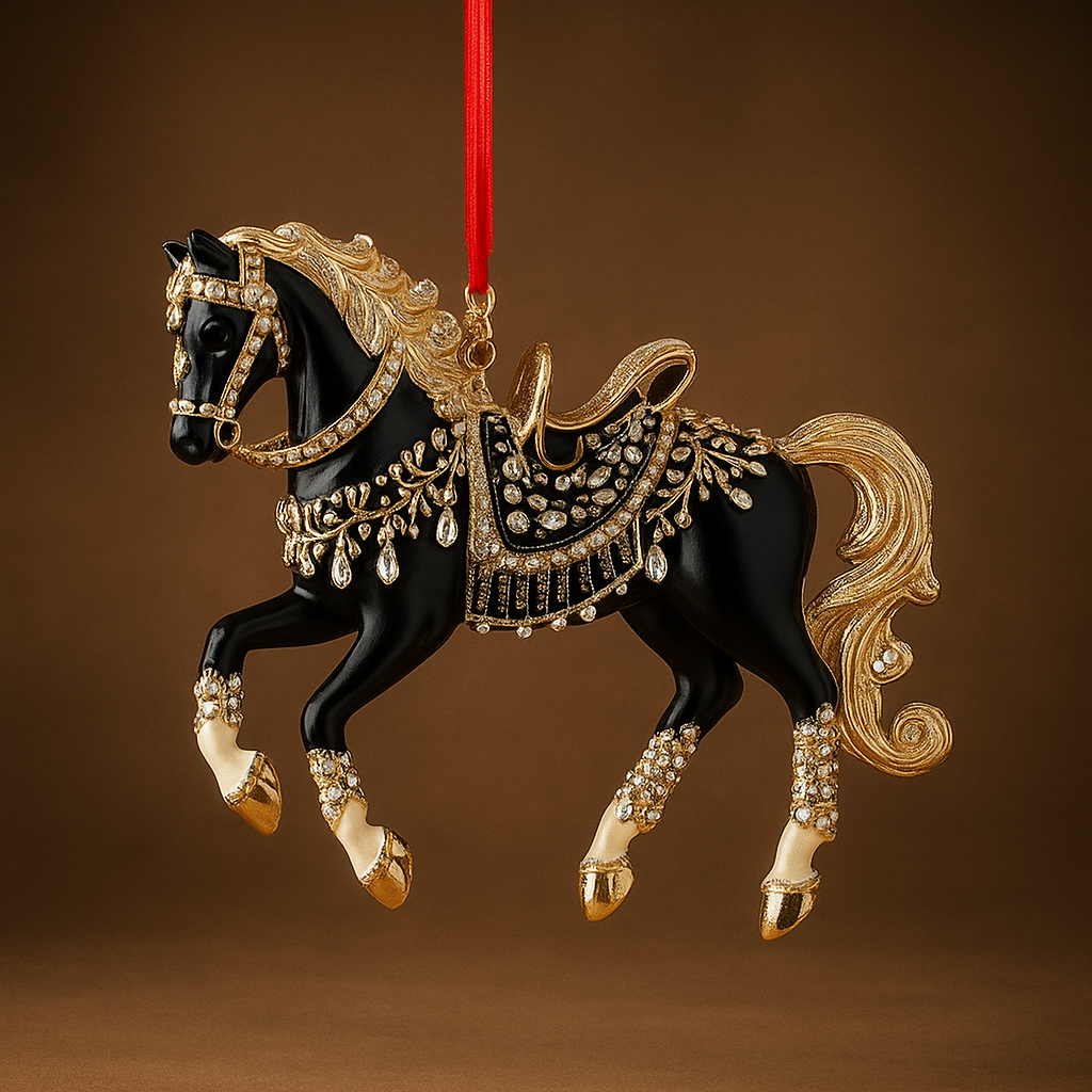 Decorazione Natalizia Cavallo Acrilico Strass Appeso