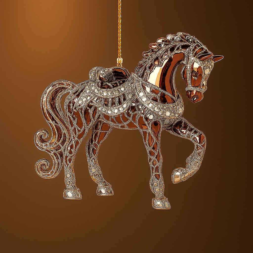Decorazione Natalizia Cavallo Acrilico Strass Appeso
