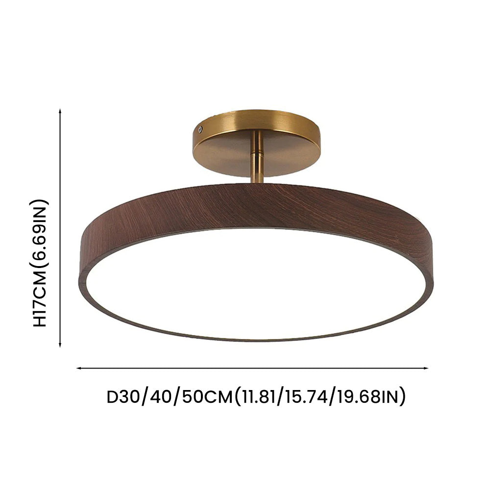 Fjell – Lampada da soffitto scandinava con effetto legno e cornice dorata