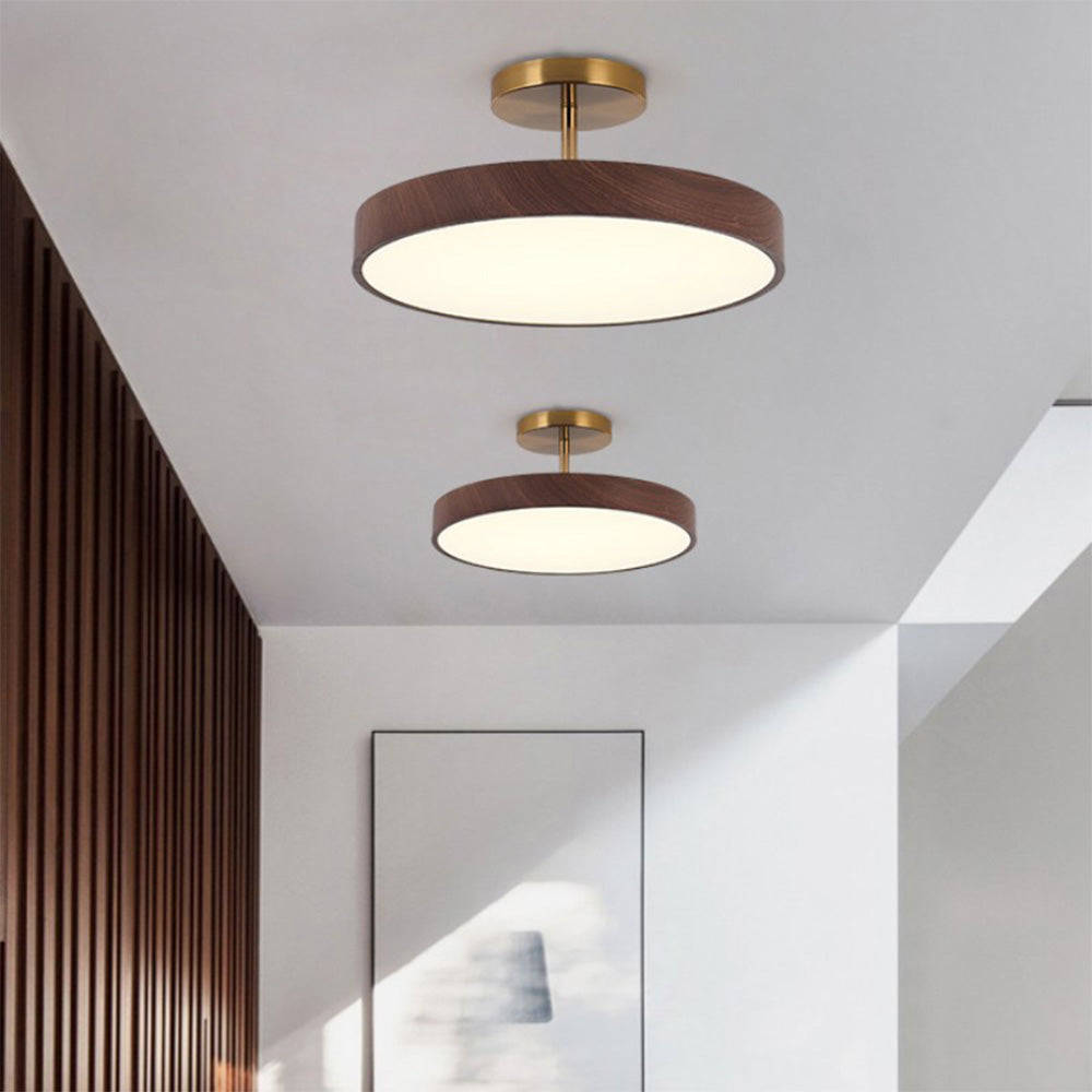 Fjell – Lampada da soffitto scandinava con effetto legno e cornice dorata