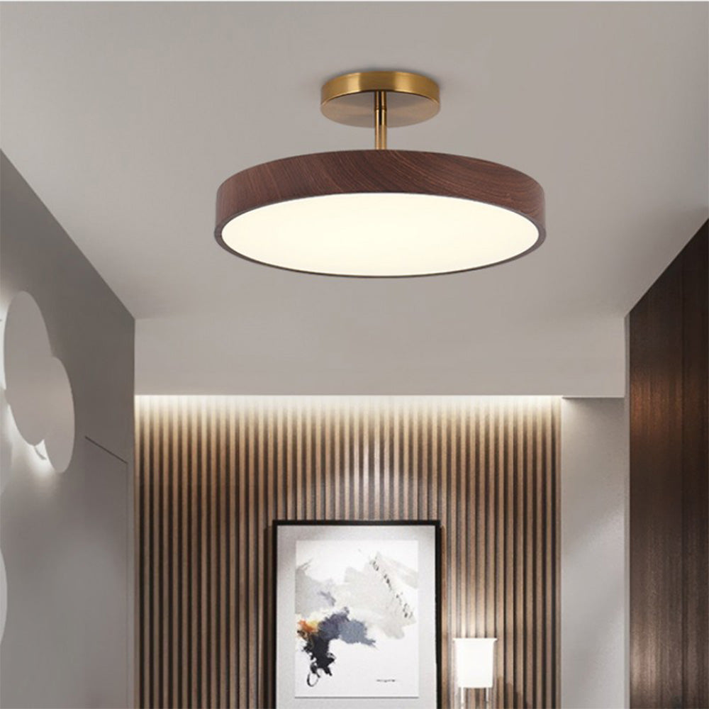 Fjell – Lampada da soffitto scandinava con effetto legno e cornice dorata