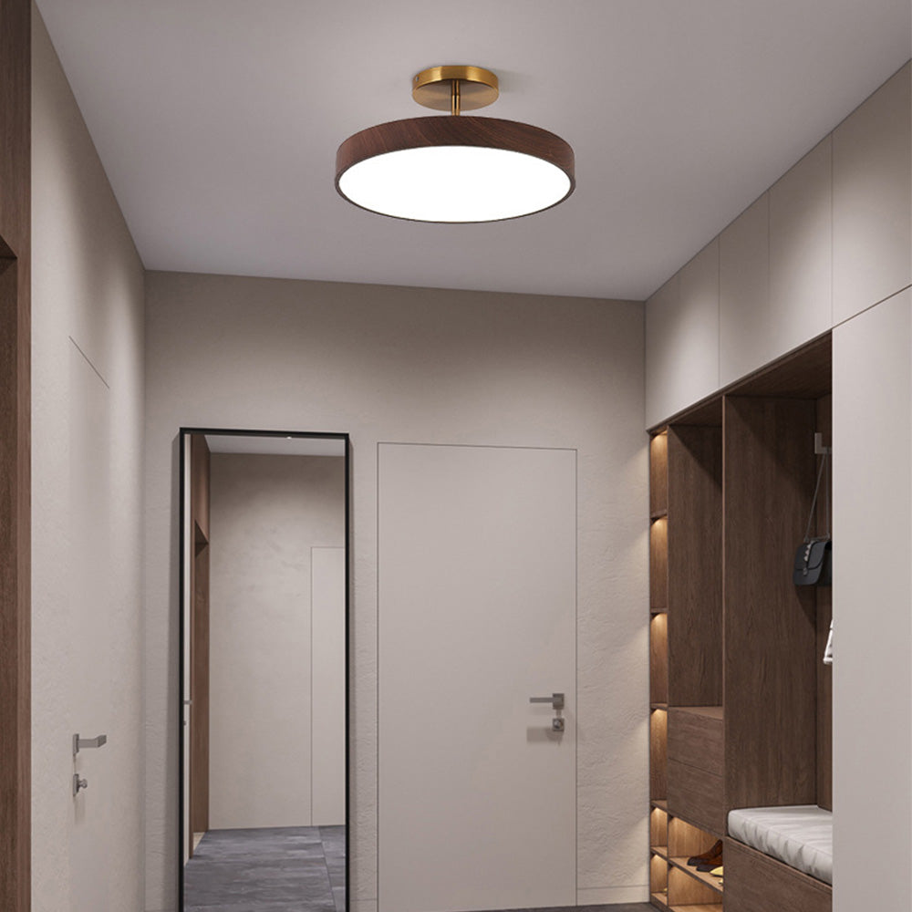 Fjell – Lampada da soffitto scandinava con effetto legno e cornice dorata