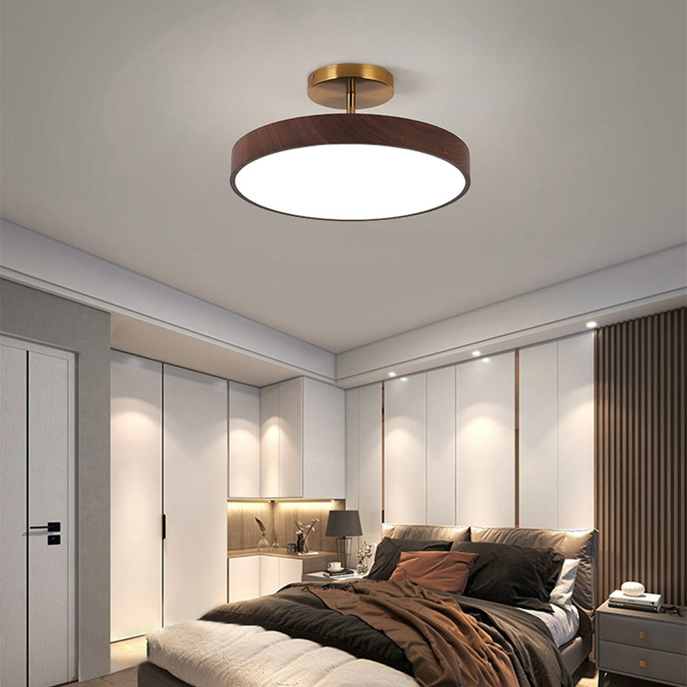 Fjell – Lampada da soffitto scandinava con effetto legno e cornice dorata