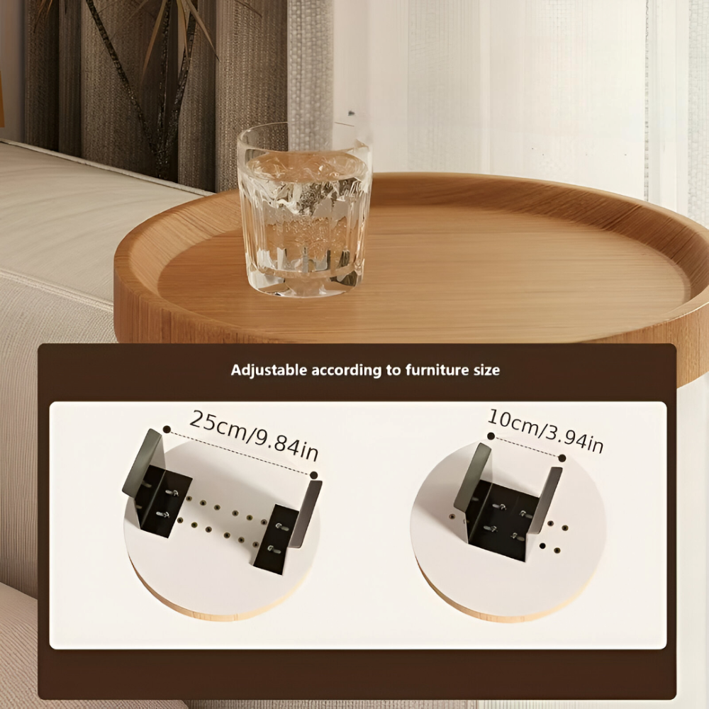 Clip-On Tavolino Rotondo | Piatto Rotondo da Divano | Fissaggio Senza Attrezzi | ArmRestly