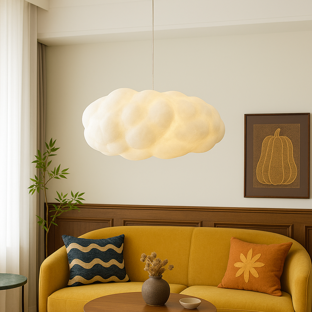 Lampada a sospensione a forma di nuvola con paralume bianco morbido