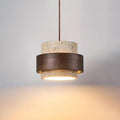 Arluna | Lampada a Sospensione in Travertino con Dettagli in Legno di Noce per Illuminazione Ambientale Moderna