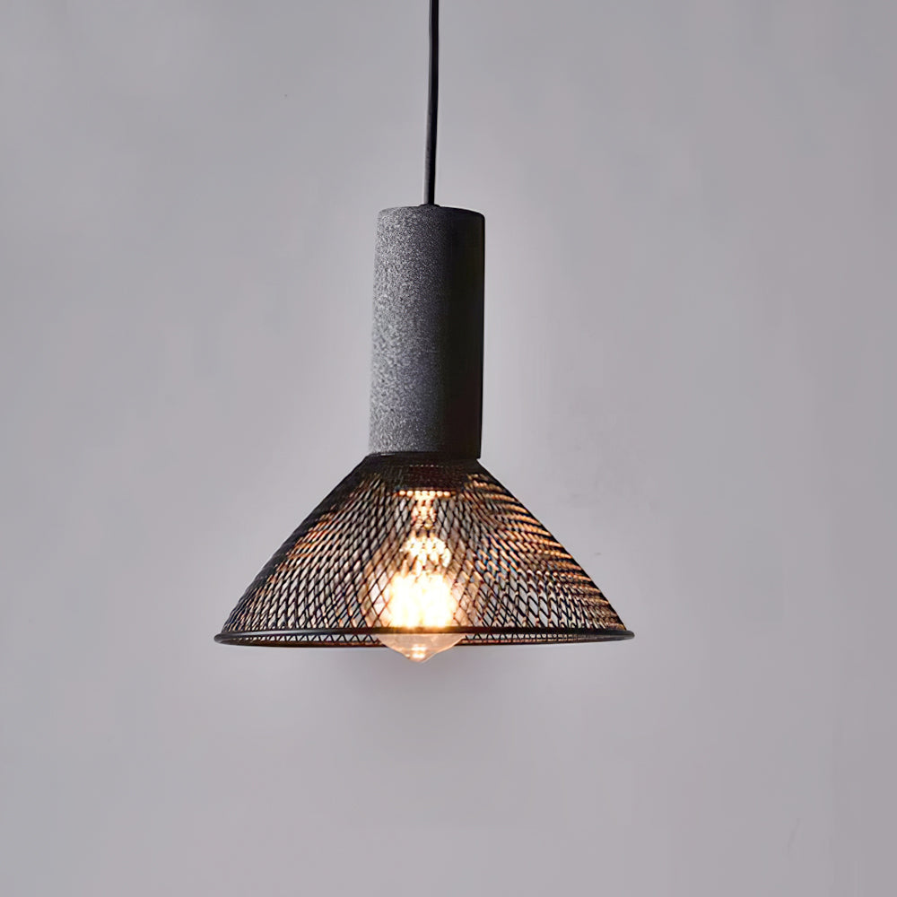Virexo | Lampada a sospensione in cemento industriale con paralume cilindrico per interni moderni