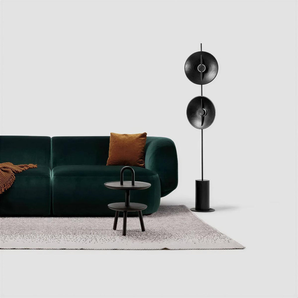 Lampada da Terra Contemporanea con Design Artistico a Doppio Disco