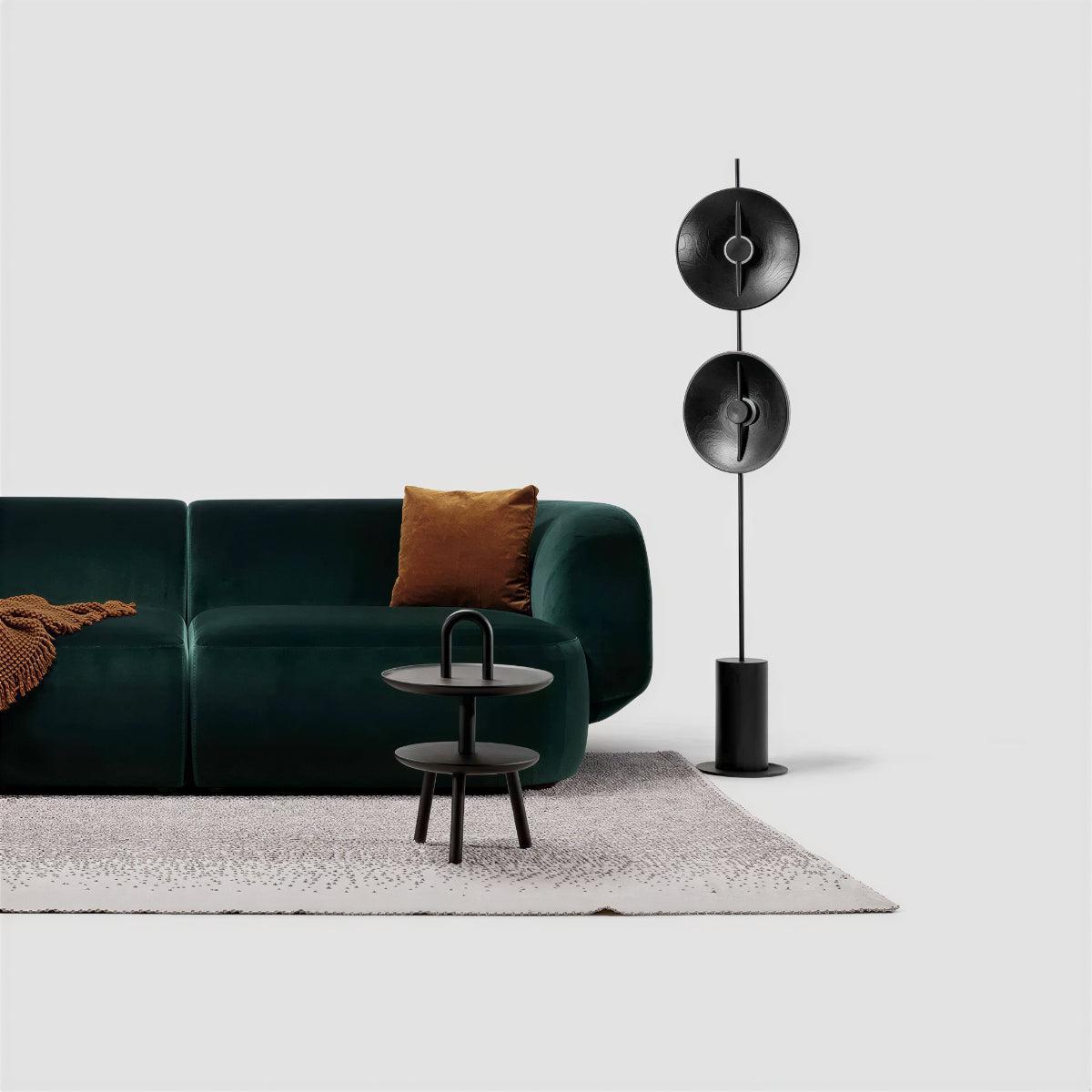 Lampada da Terra Contemporanea con Design Artistico a Doppio Disco