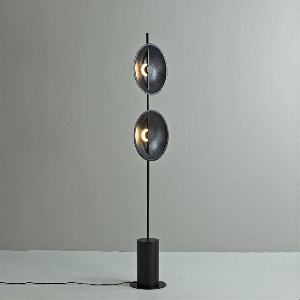 Lampada da Terra Contemporanea con Design Artistico a Doppio Disco
