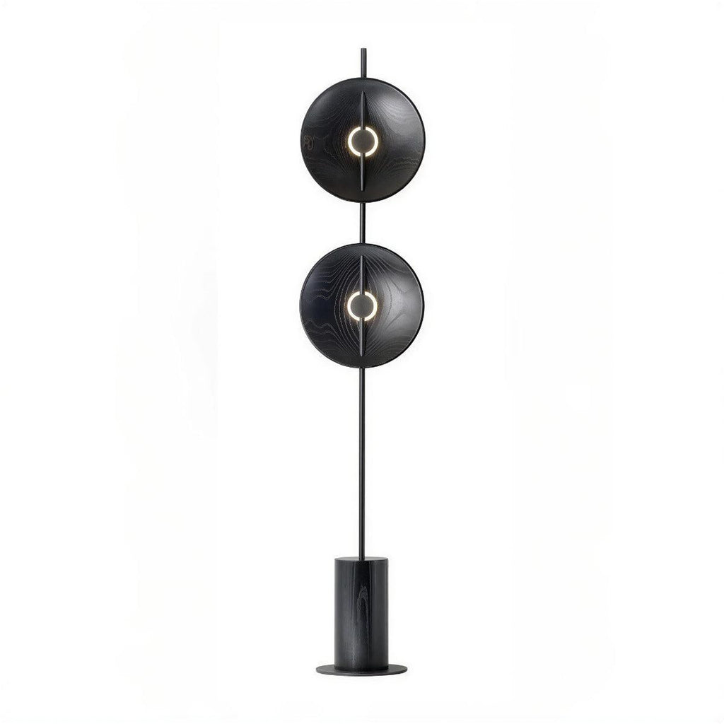 Lampada da Terra Contemporanea con Design Artistico a Doppio Disco