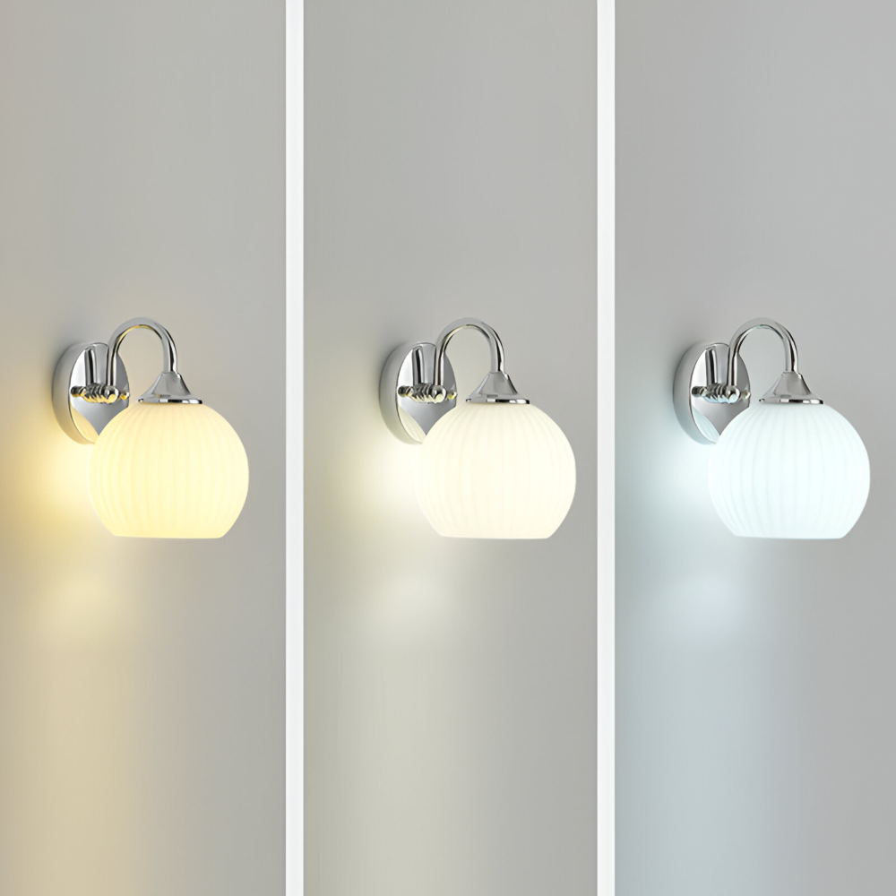GlowSphere – Lampada da parete in vetro striato a forma di sfera moderna