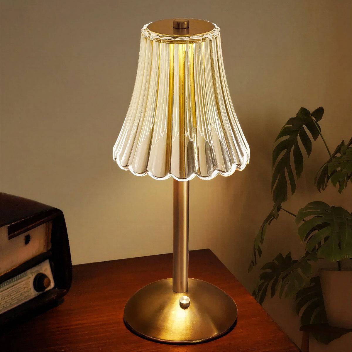 Lampada da Tavolo Senza Fili con Paralume in Cristallo per Decorazione della Casa