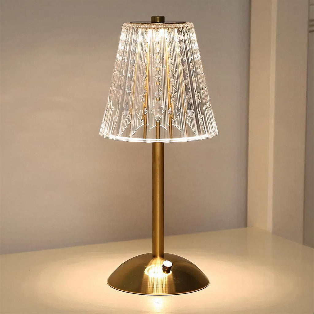Lampada da Tavolo Senza Fili con Paralume in Cristallo per Decorazione della Casa