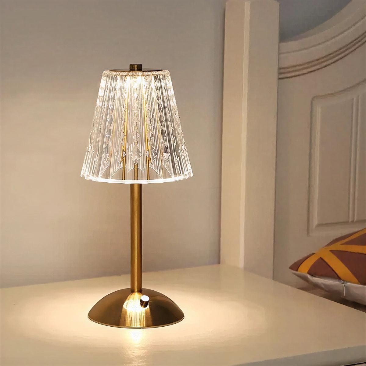 Lampada da Tavolo Senza Fili con Paralume in Cristallo per Decorazione della Casa