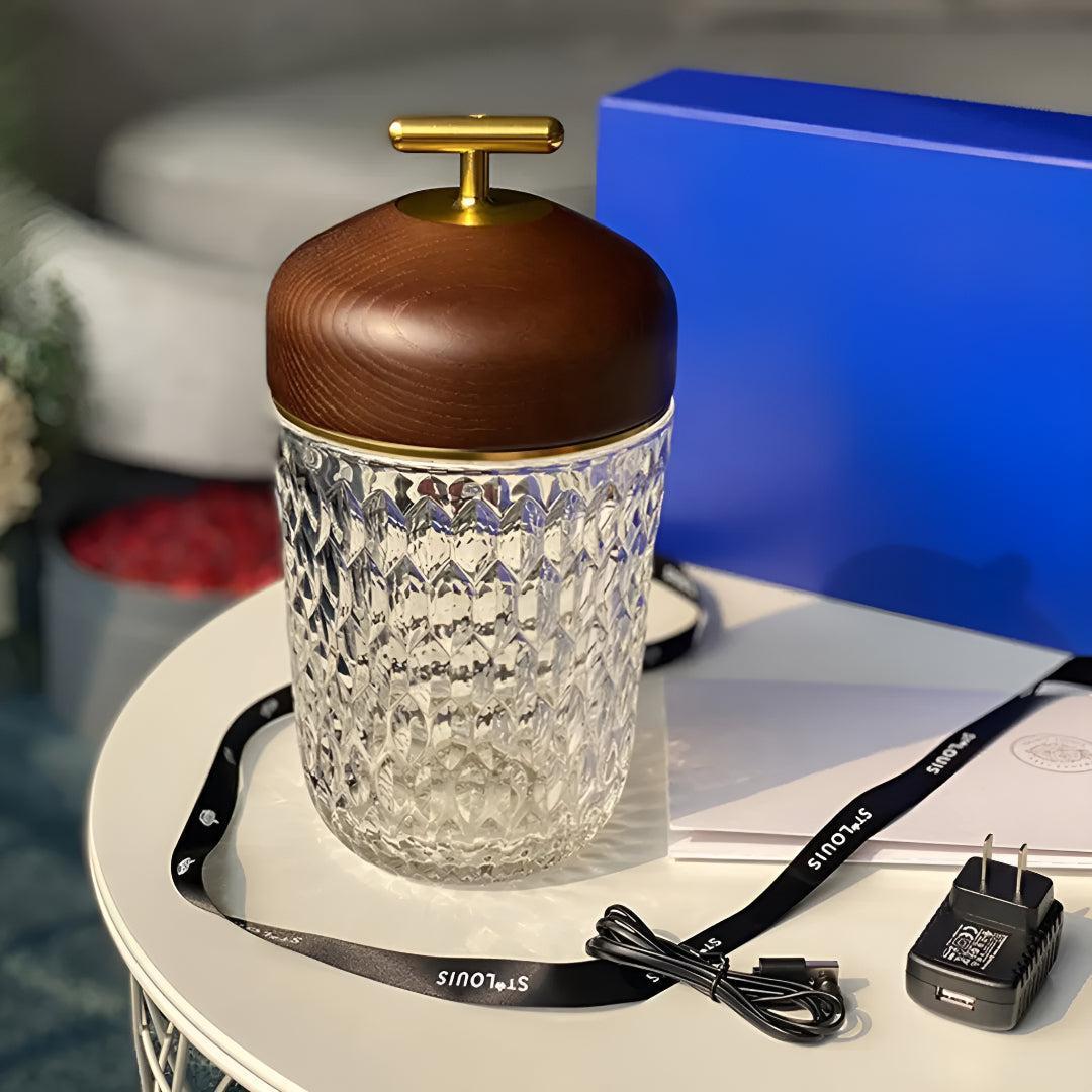 Lampada da Tavolo Senza Fili per Camera da Letto con Paralume in Cristallo