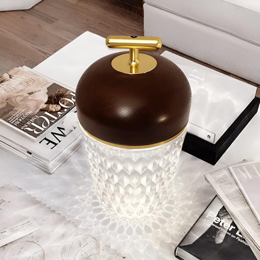 Lampada da Tavolo Senza Fili per Camera da Letto con Paralume in Cristallo