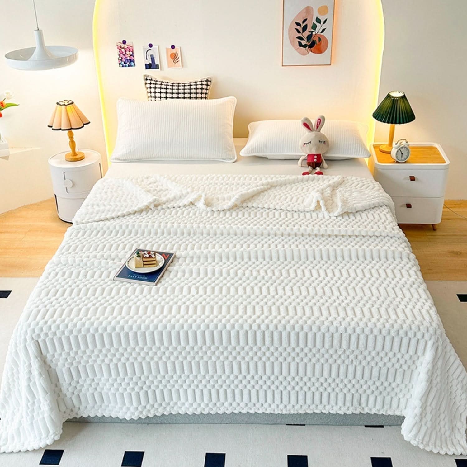 Plaid in Microfibra Ultra Morbido con Design a Texture Pebble