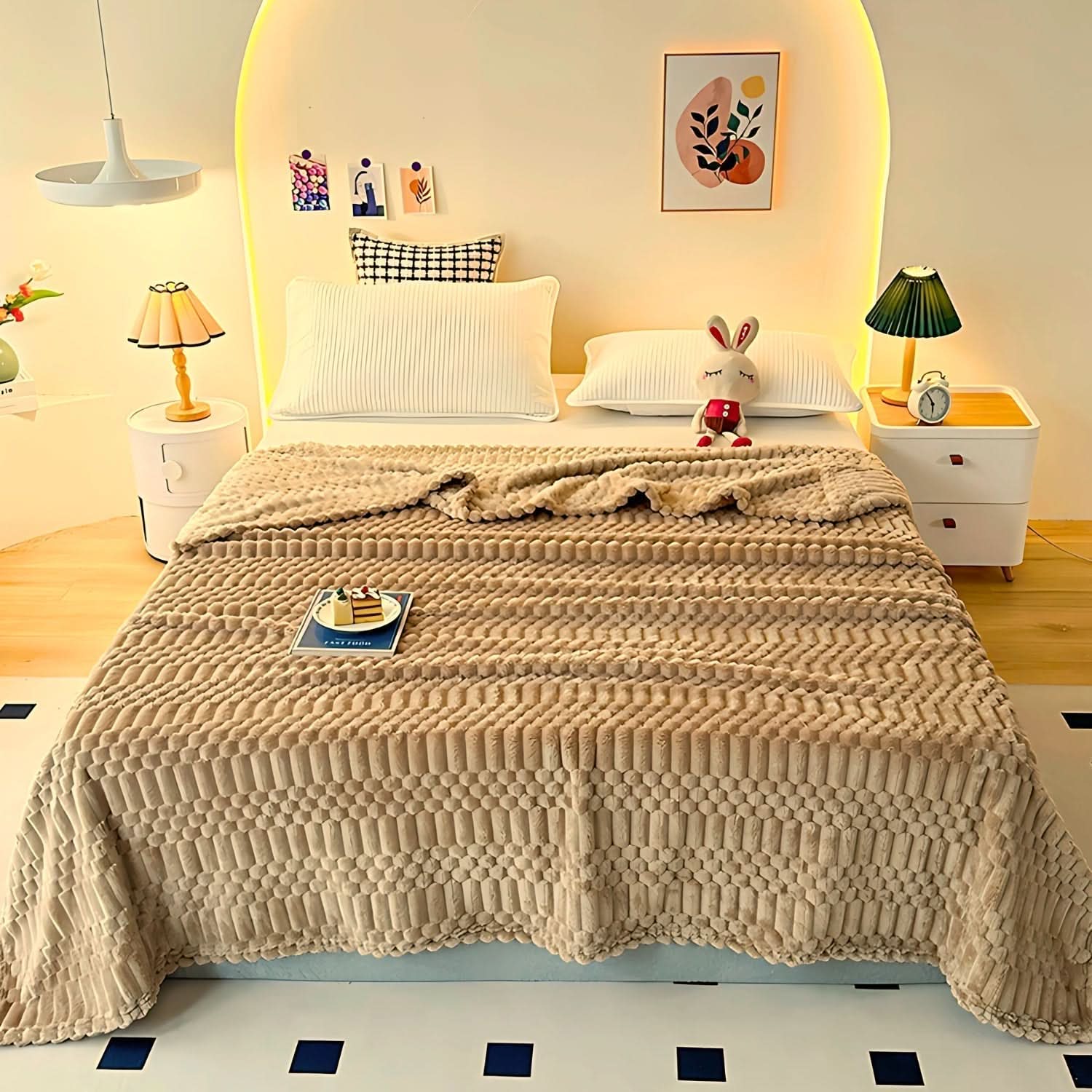 Plaid in Microfibra Ultra Morbido con Design a Texture Pebble