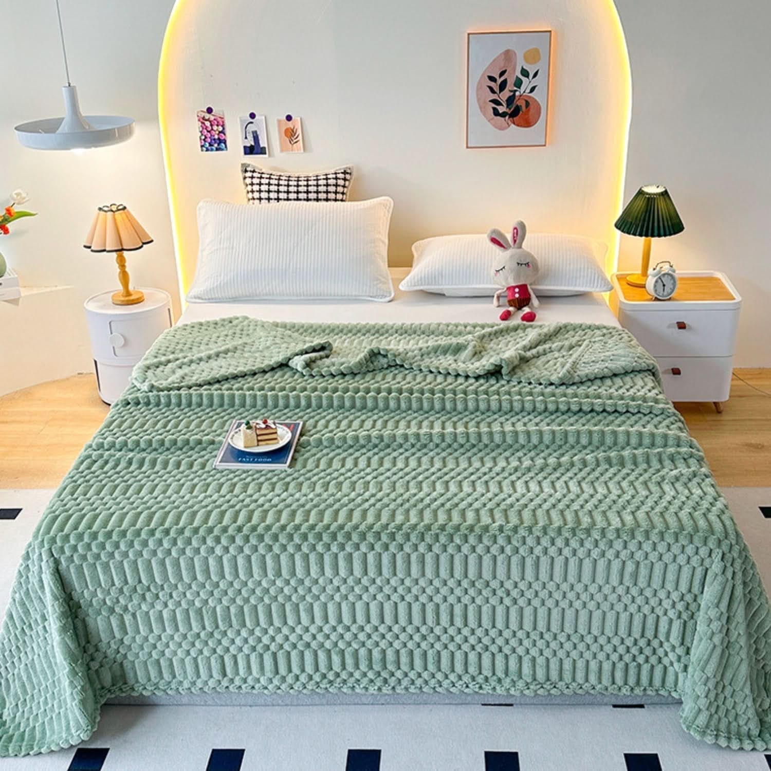 Plaid in Microfibra Ultra Morbido con Design a Texture Pebble
