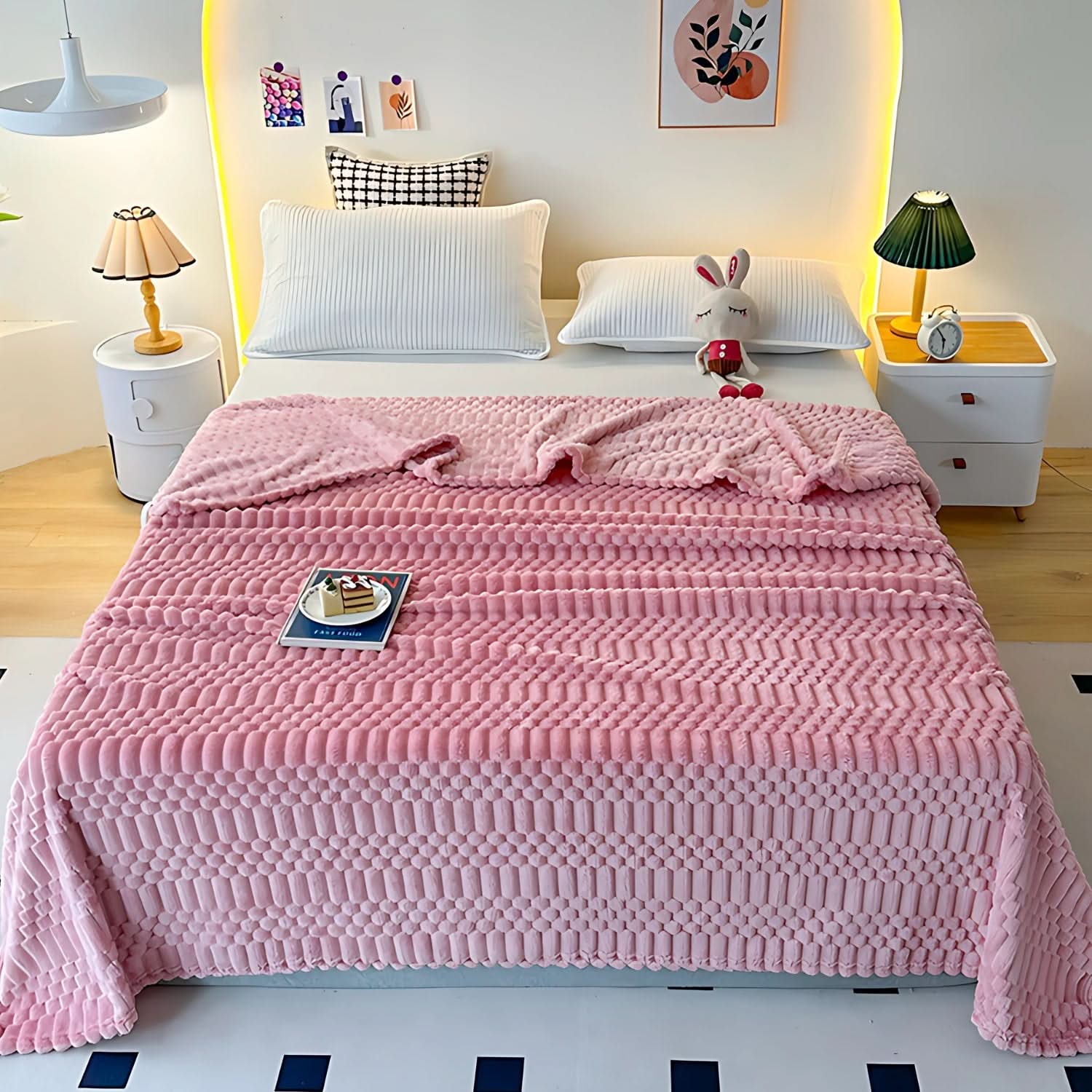 Plaid in Microfibra Ultra Morbido con Design a Texture Pebble