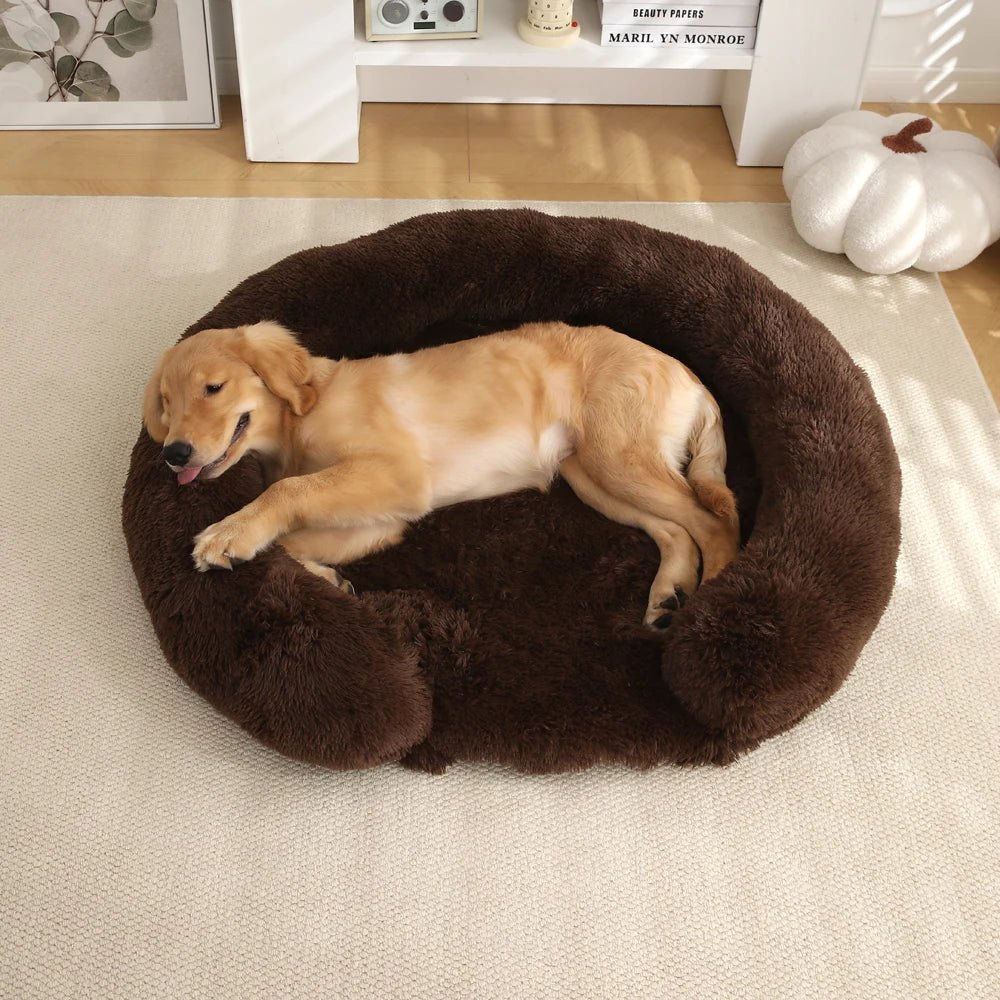 COMFIPET – Letto rotondo per cani semi-aperto con comfort in peluche ultra-morbido