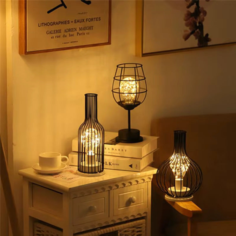 Lampade da Tavolo Wireless Con Paralumi in Metallo Nero