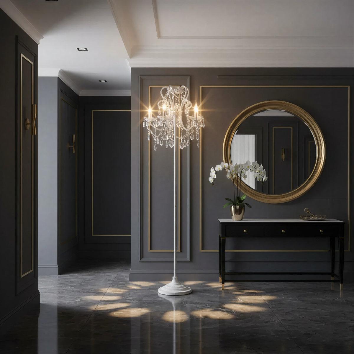 Lampada da Terra in Cristallo per Soggiorno con Design di Luce da Terra