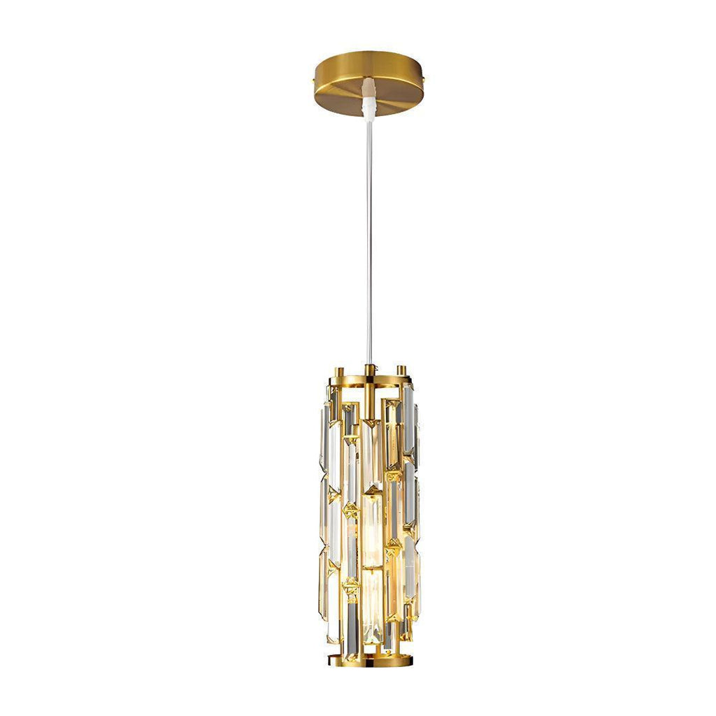 Lampadario a Pendente in Vetro di Cristallo con Design a Gabbia