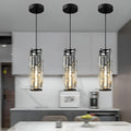 Lampadario a Pendente in Vetro di Cristallo con Design a Gabbia