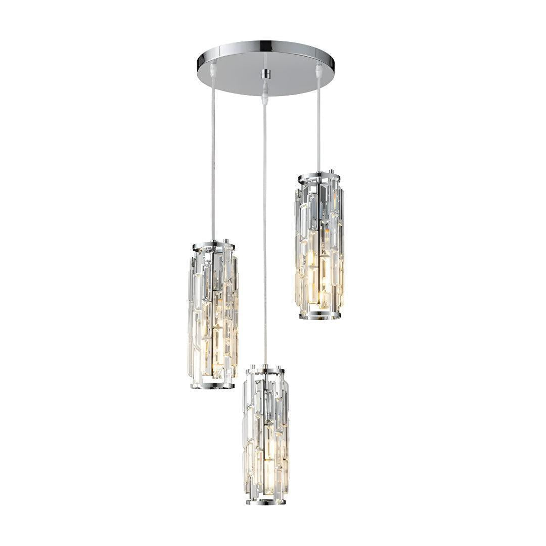 Lampadario a Pendente in Vetro di Cristallo con Design a Gabbia