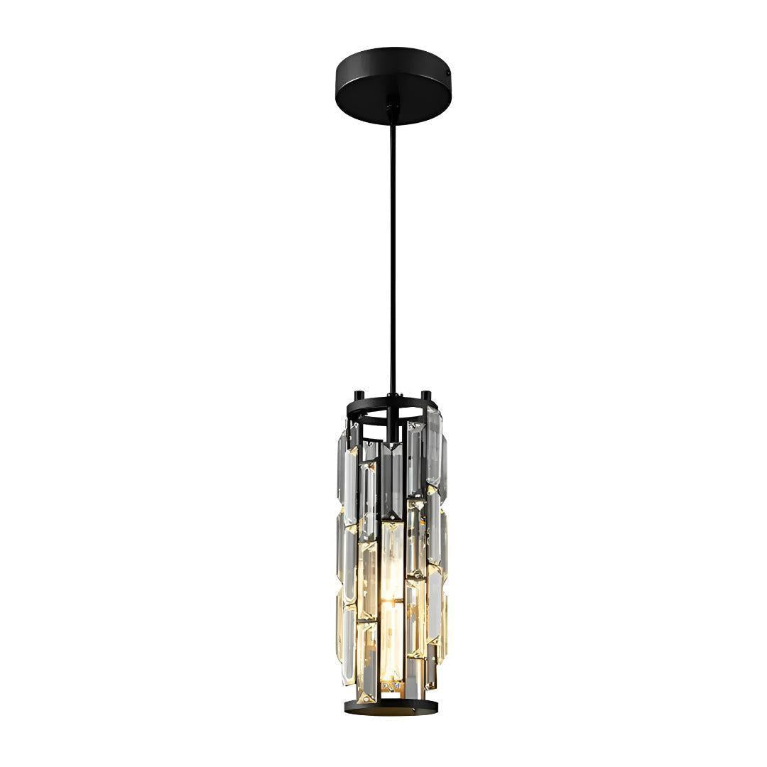 Lampadario a Pendente in Vetro di Cristallo con Design a Gabbia