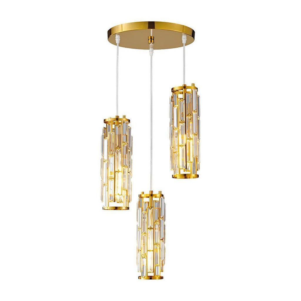 Lampadario a Pendente in Vetro di Cristallo con Design a Gabbia