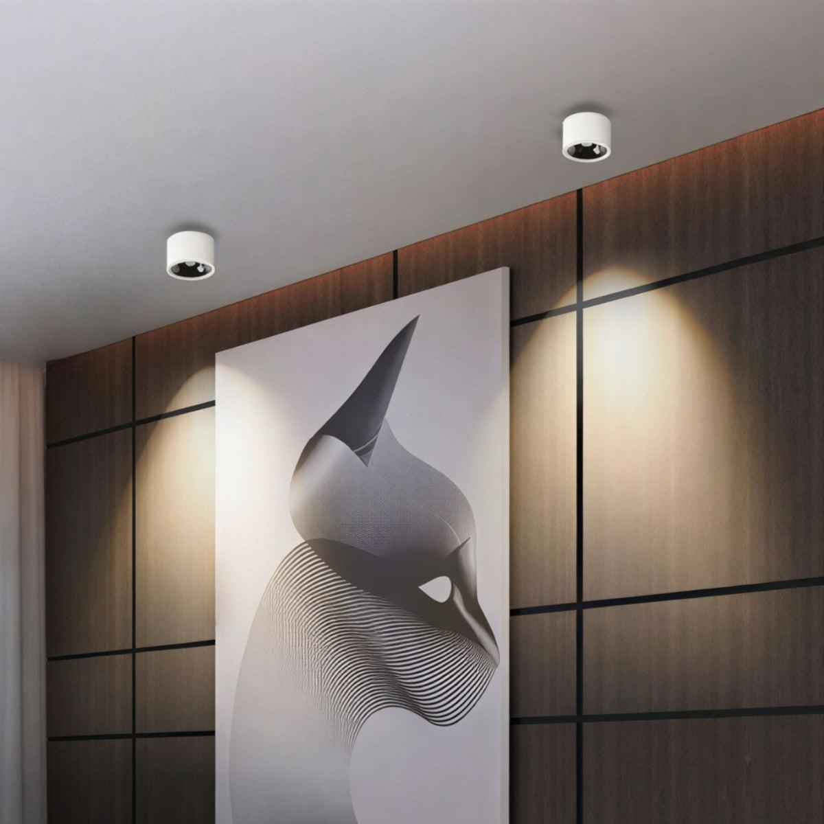 Apparecchio di Illuminazione a Soffitto Cilindrico con Faretto a Incasso Regolabile