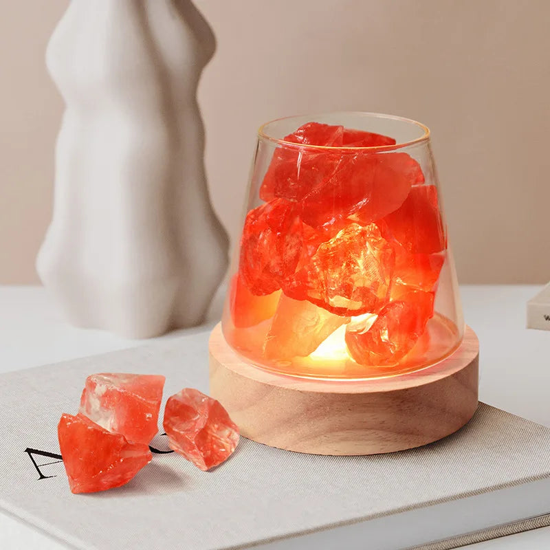 Lampada di Sale Himalayana - Luce Notturna Cristallina & Diffusore di Olio Essenziale
