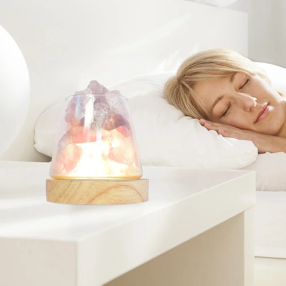 Lampada di Sale Himalayana - Luce Notturna Cristallina & Diffusore di Olio Essenziale